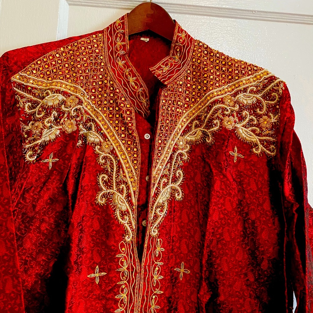 Red color very gorgeous sherwani with zardousi work